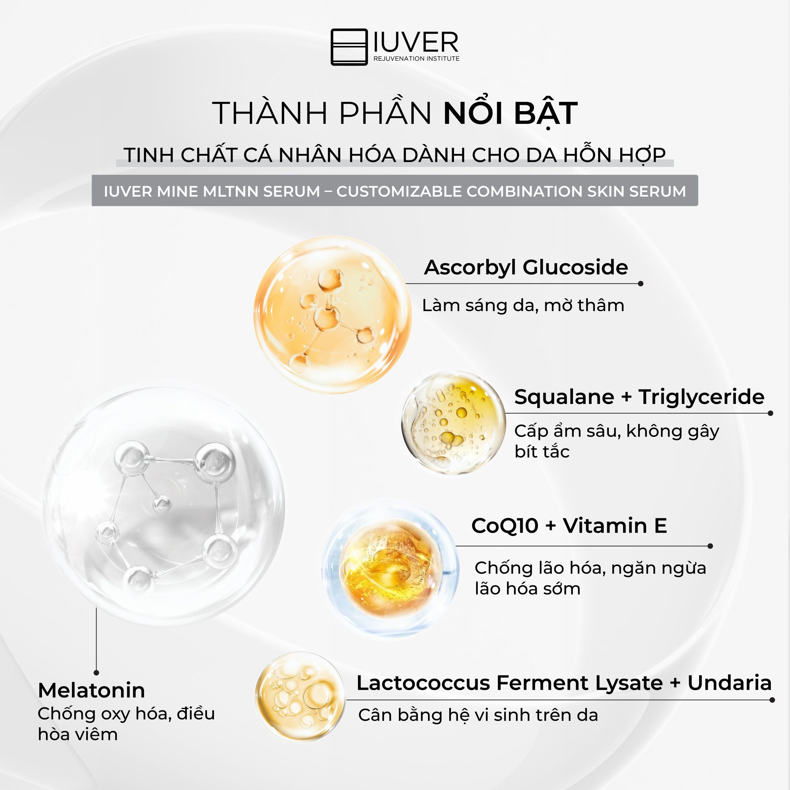 Thành phần nổi bật - SỮA DƯỠNG CÁ NHÂN HÓA MELATONIN (DA HỖN HỢP)